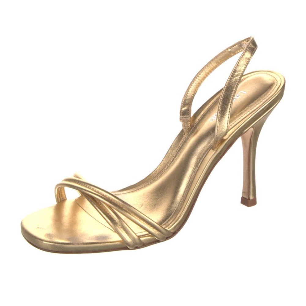 Larroude Shimmering Gold Heels